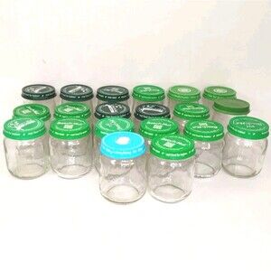 Lot of 20 Glass Beech-Nut and a Gerber Empty Clean Baby Food Jars Various Sizes